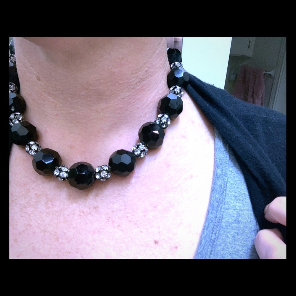 Beaded Necklace (Black & Rhinestone)